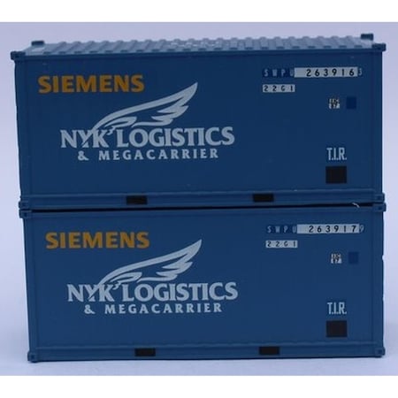 Jacksonville Terminal 205439 20 ft. N Scale Siemens Wind Power Standard Height Corrugated Side Containers, 2PK JTC205439